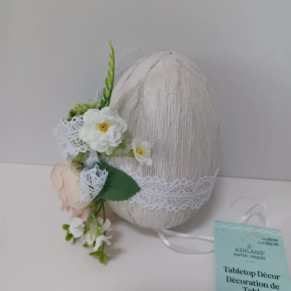 Easter Spring‎ Floral Egg Figurine Tabletop Decor 6